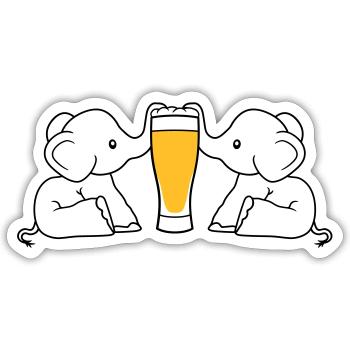 paar team 2 freunde crew alkohol elefant bier saug - Sticker Größe S (10 x 10 cm) - Mattweiß - Vorne