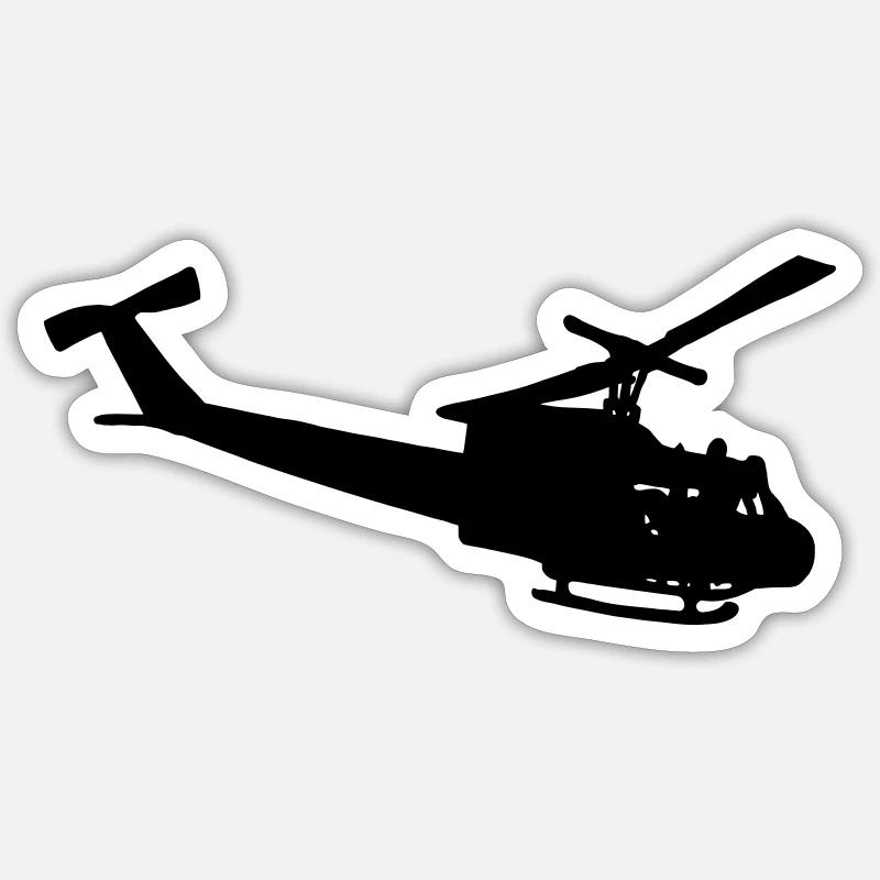Silhouette de Bell UH-10 - Sticker taille S (10 x 10 cm) - blanc mat
