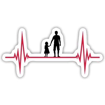 heart rate pulse dad father and daughter va - Sticker size S (10 x 10 cm) - white matte - Front