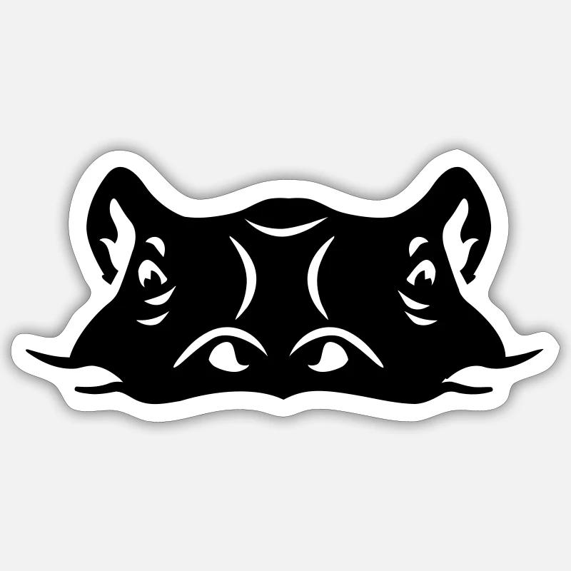 Hippopotame - Sticker taille S (10 x 10 cm) - blanc mat