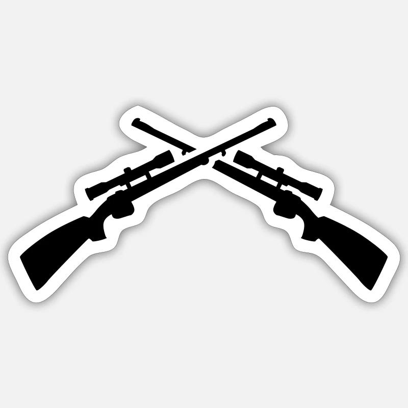 Gewehr - Sticker Größe S (10 x 10 cm) - Mattweiß