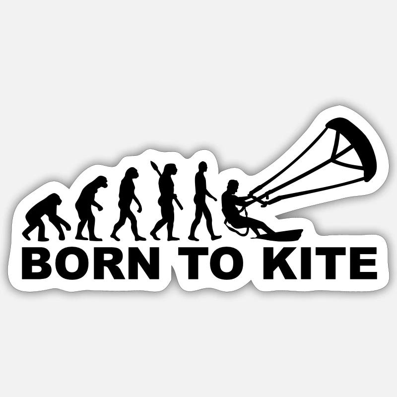 Evolution Born to Kite - Sticker taille S (10 x 10 cm) - blanc mat