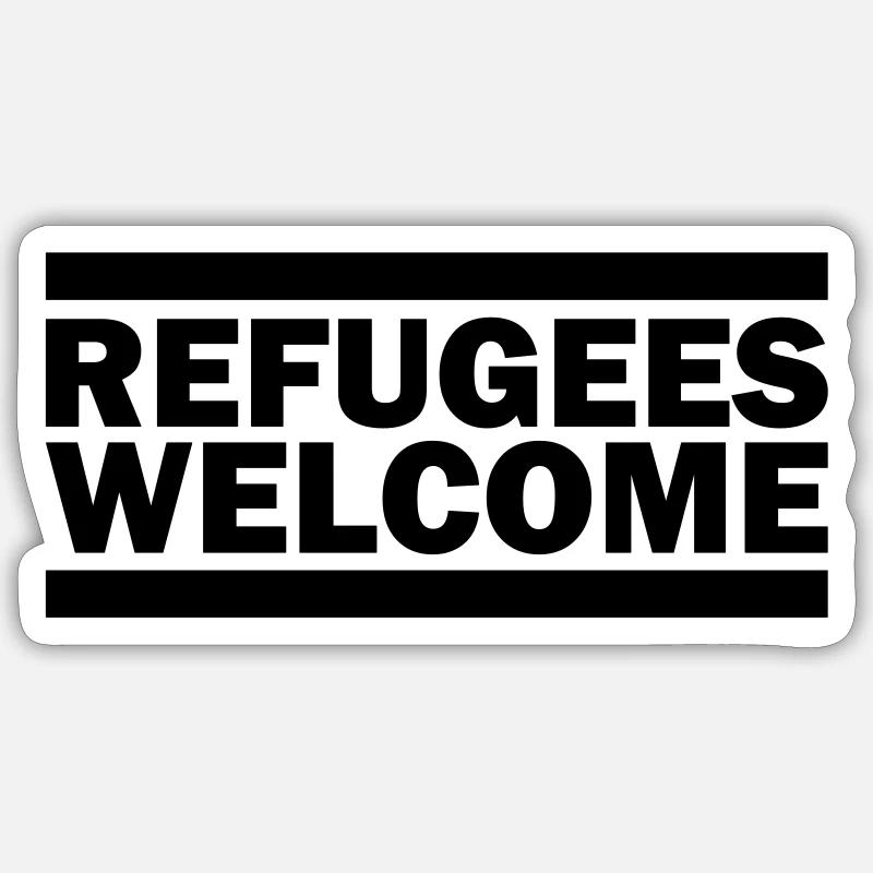 refugees welcome - Sticker size S (10 x 10 cm) - white matte