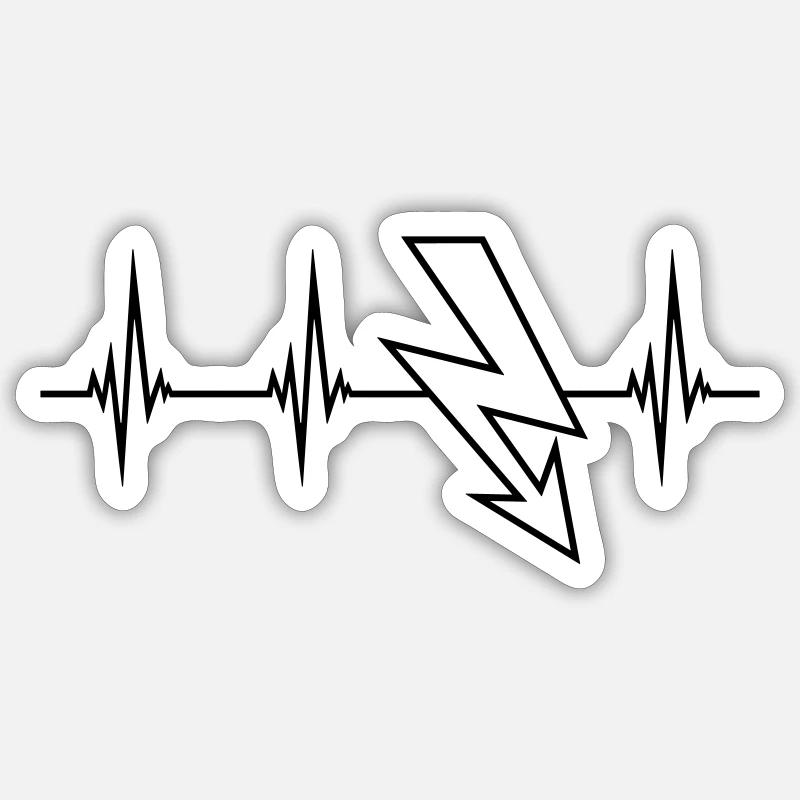 elektrisch kabel strom puls herzschlag frequenz bl Sticker Größe S (10 x 10 cm)