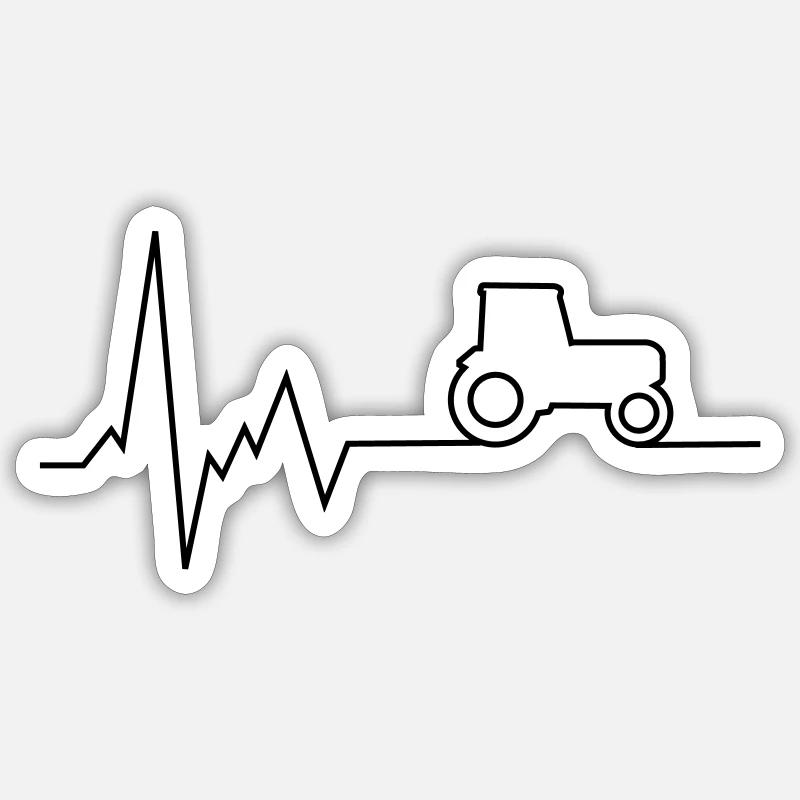 herzschlag schlepper - Sticker Größe S (10 x 10 cm) - Mattweiß