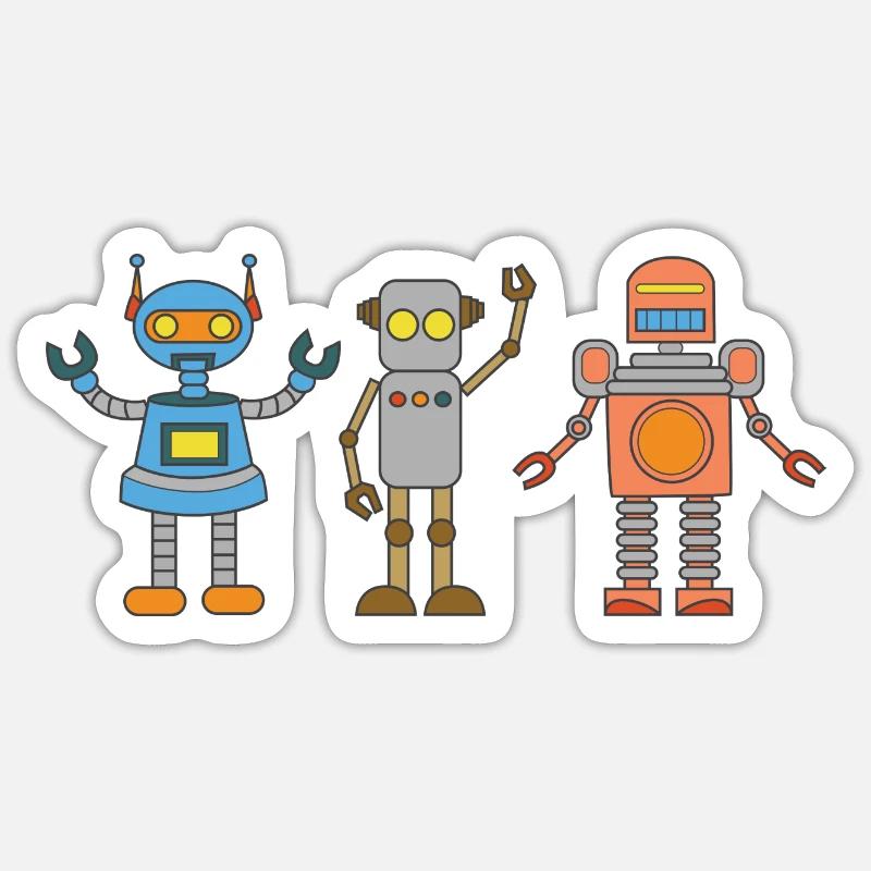 Feuille d’Ia comique robot Intelligence - Sticker taille S (10 x 10 cm) - blanc mat