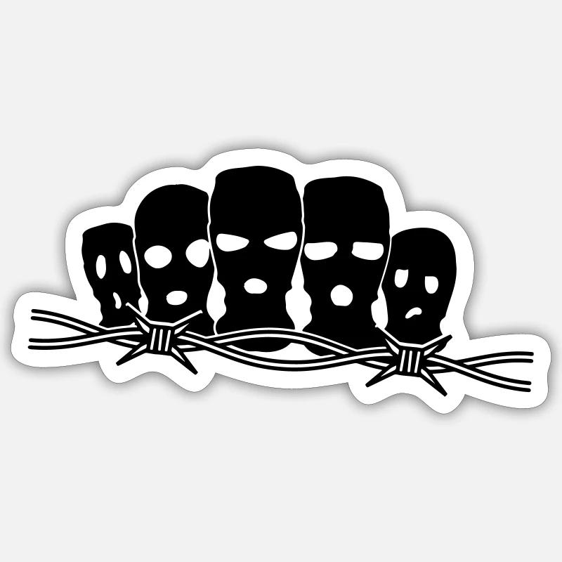 Cinq cagoulés - Sticker taille S (10 x 10 cm) - blanc mat