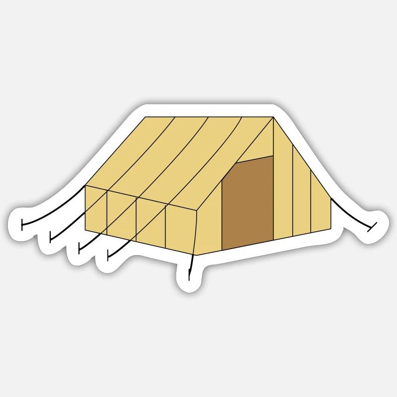 Tente - Sticker taille S (10 x 10 cm) - blanc mat