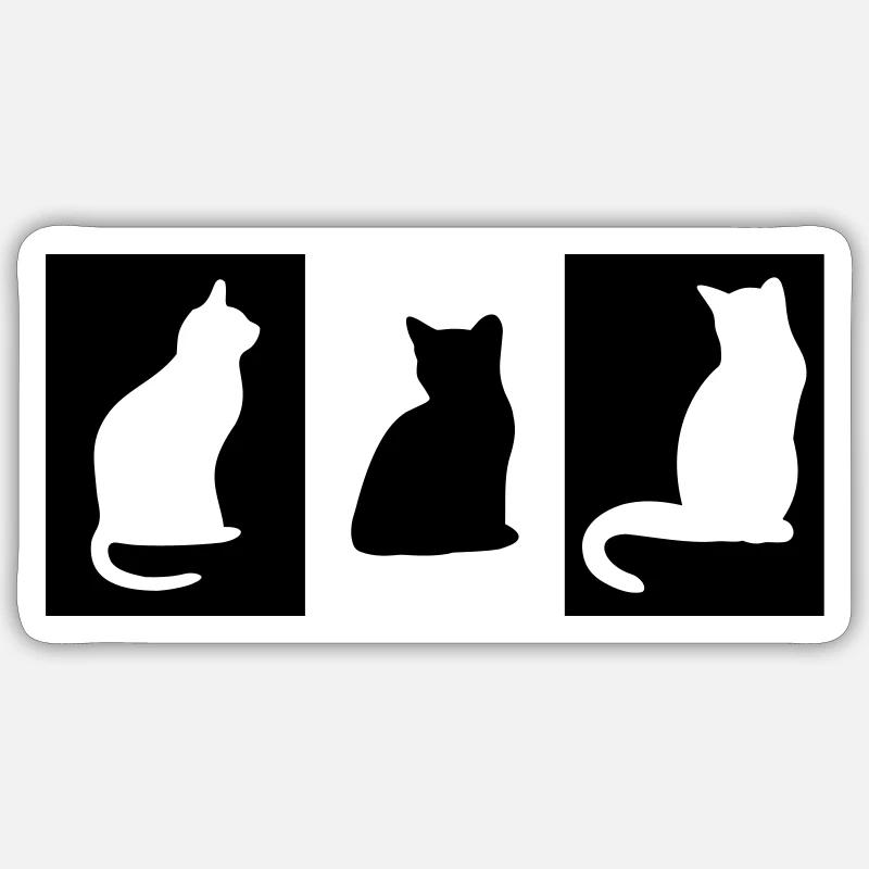 DZ0004 Statue de chat de tuile de chat - Sticker taille S (10 x 10 cm) - blanc mat
