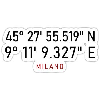 Coordonnées du lettrage rouge Milano - Sticker taille S (10 x 10 cm) - blanc mat - Devant