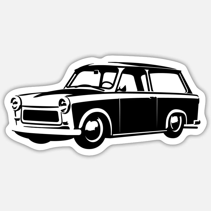 Réglage Kombi Trabi 601 - Sticker taille S (10 x 10 cm) - blanc mat