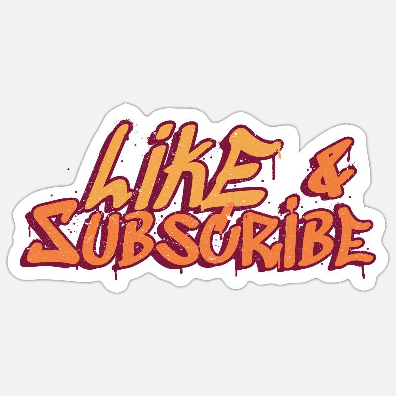 Like & Subscribe Graffiti Style - Sticker size S (10 x 10 cm) - white matte