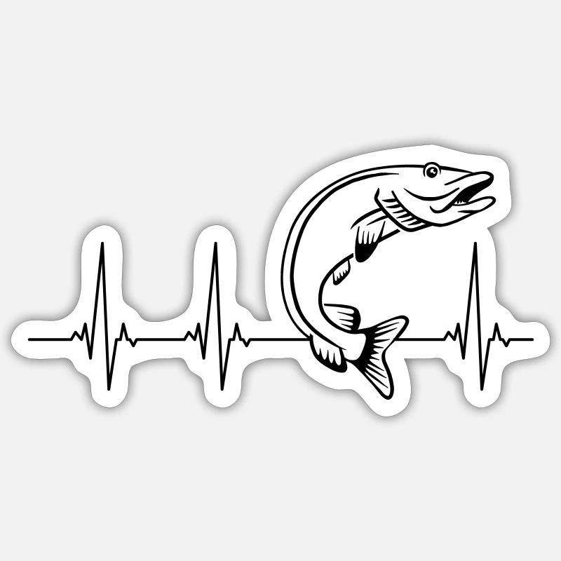 Hecht - Sticker Größe S (10 x 10 cm) - Mattweiß