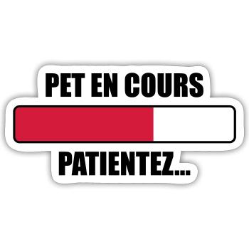 Pet en cours, patientez... - Sticker taille S (10 x 10 cm) - blanc mat - Devant