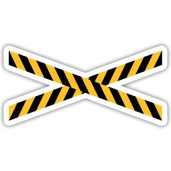 Line design caution tape - Sticker size S (10 x 10 cm) - white matte - Front
