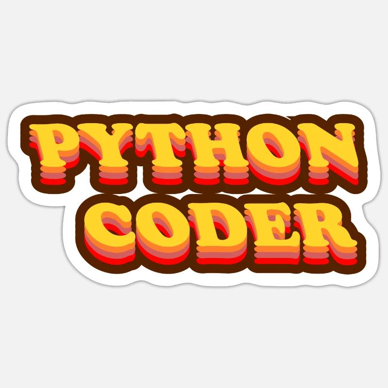 Vintage 70er Python-Programmierer - Sticker Größe S (10 x 10 cm) - Mattweiß