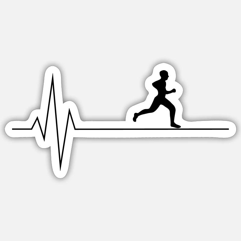 Heartbeat runner - Sticker size S (10 x 10 cm) - white matte