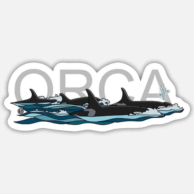 Orca mit Text - Sticker Größe S (10 x 10 cm) - Mattweiß