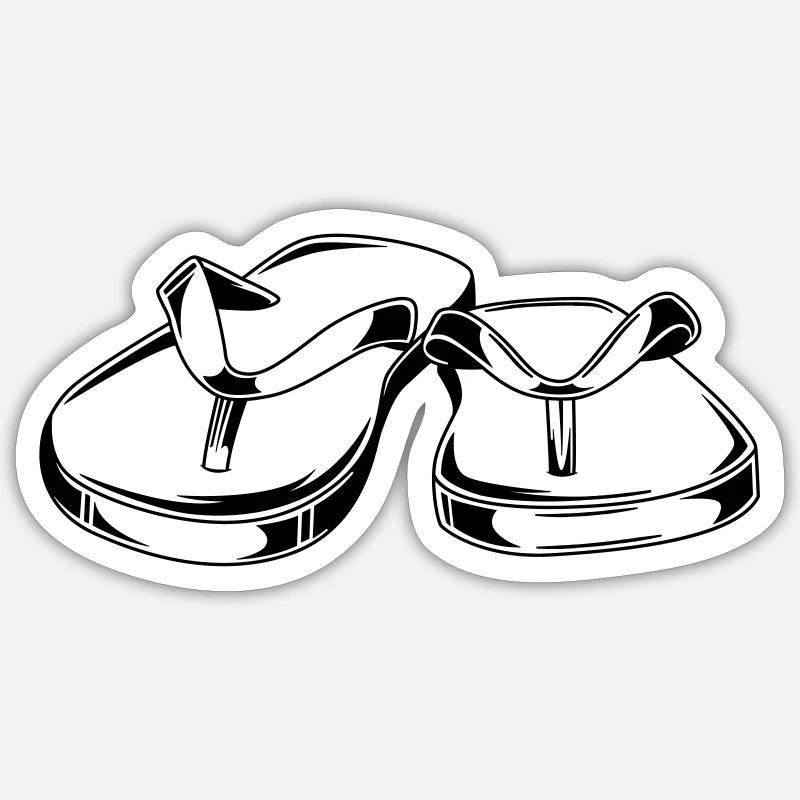 flip flops latschen symbol - Sticker Größe S (10 x 10 cm) - Mattweiß