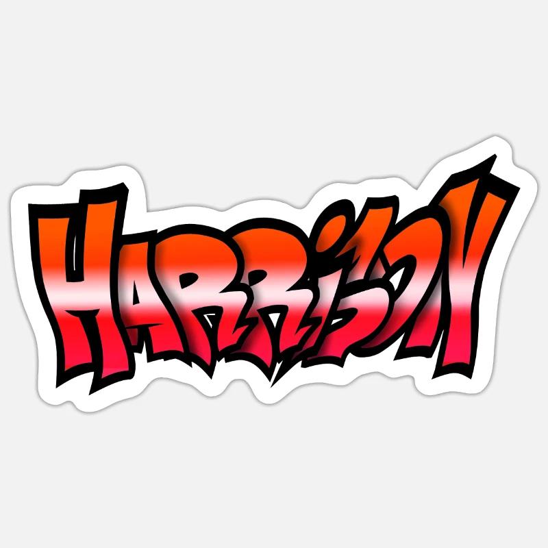 Harrison GRAFFITI NAME red - Sticker size S (10 x 10 cm) - white matte
