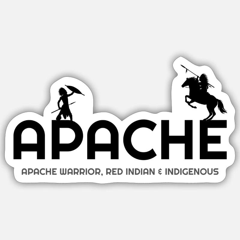 Alles über Apache, Apache Indian, Apache hoodies, A - Sticker Größe S (10 x 10 cm) - Mattweiß