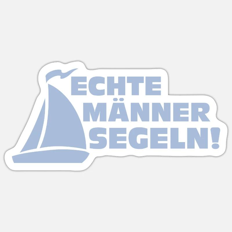 Echte Männer Segeln - Sticker Größe S (10 x 10 cm) - Mattweiß