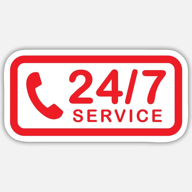 24/7 h Service - Sticker Größe S (10 x 10 cm) - Mattweiß
