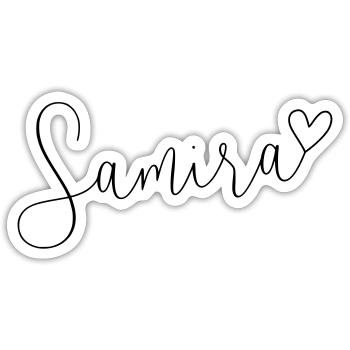 Samira Nom Prénom Jour - Sticker taille S (10 x 10 cm) - blanc mat - Devant