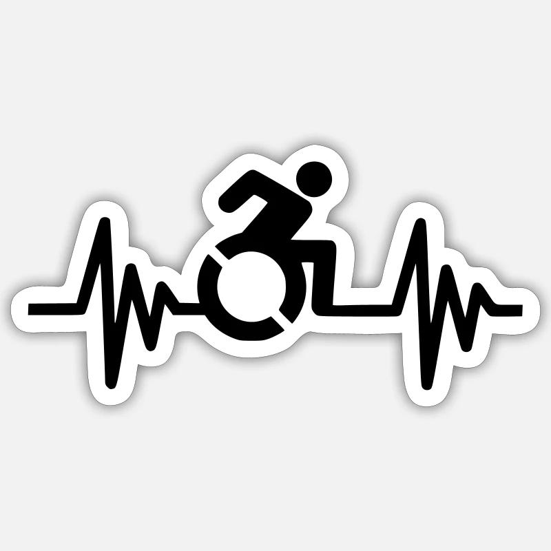 Rollstuhlfahrer mit klopfendem Herzen # Sticker Größe S (10 x 10 cm)
