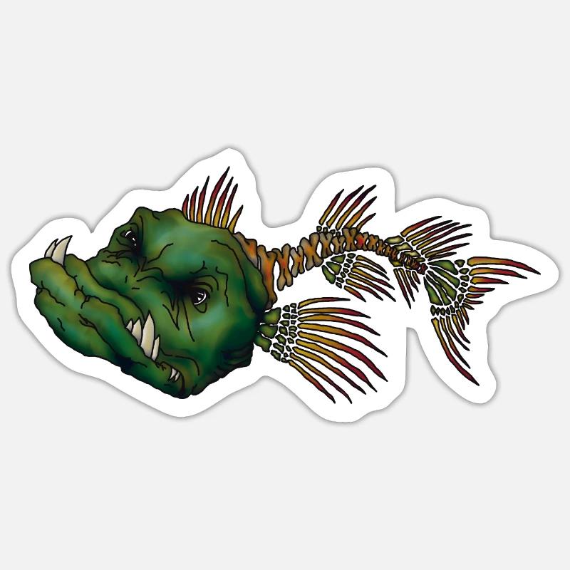 Grumpy pike - Sticker size S (10 x 10 cm) - white matte