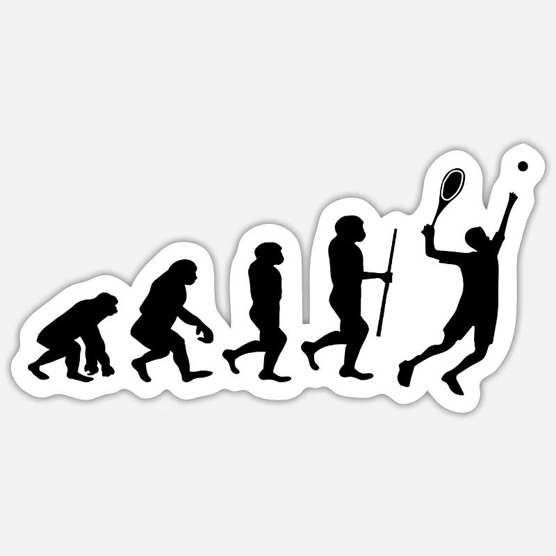 Évolution du tennis - Sticker taille S (10 x 10 cm) - blanc mat