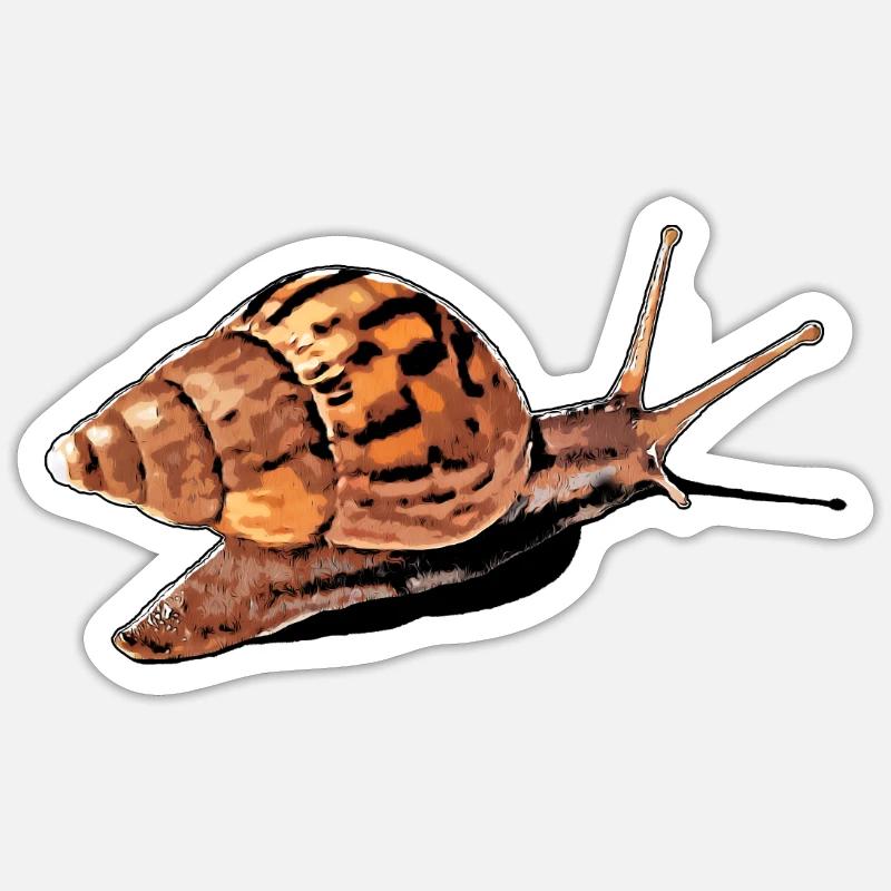escargot avec ombre - Sticker taille S (10 x 10 cm) - blanc mat
