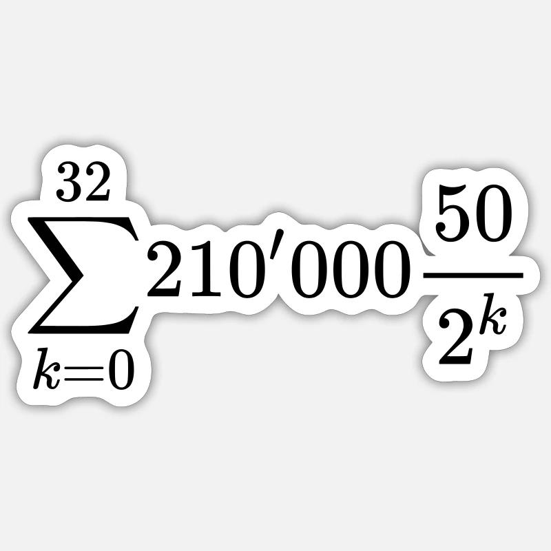 Bitcoin 21 Million Formel - Sticker Größe S (10 x 10 cm) - Mattweiß