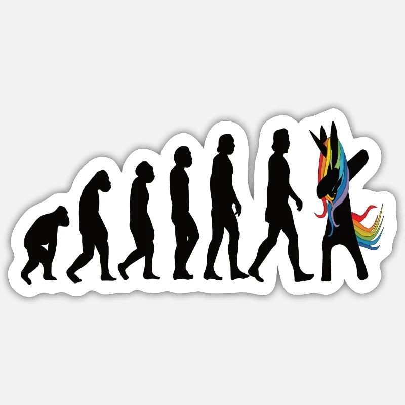 Einhorn Evolution - Unicorn Evolution - Sticker Größe S (10 x 10 cm) - Mattweiß