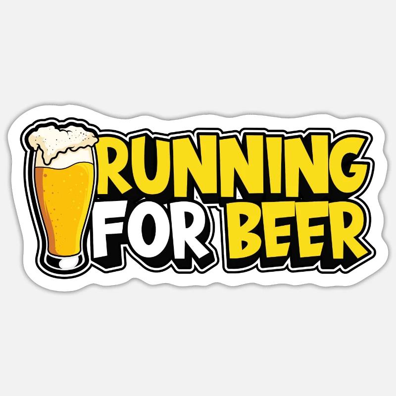 Courir pour la bière - Sticker taille S (10 x 10 cm) - blanc mat
