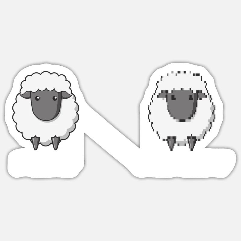 Schäfchen Schaf Unschaf Schafbock Schaffell - Sticker Größe S (10 x 10 cm) - Mattweiß