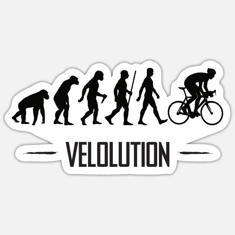 Velolution Radfahrer Evolution Fahrrad - Sticker Größe S (10 x 10 cm) - Mattweiß