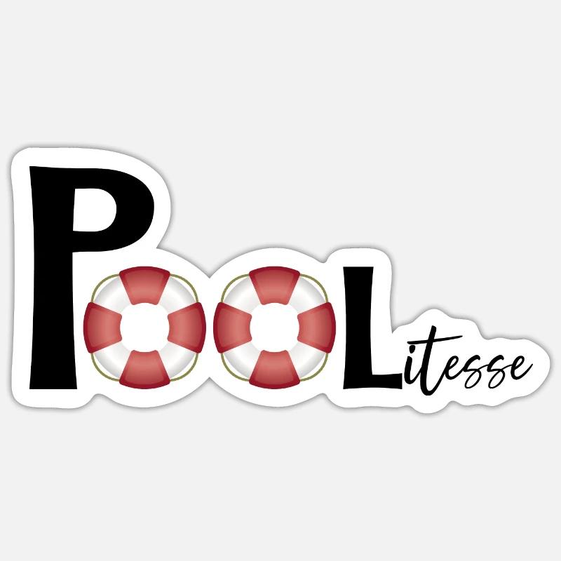 Poolitesse | Politesse im Pool - Sticker Größe S (10 x 10 cm) - Mattweiß