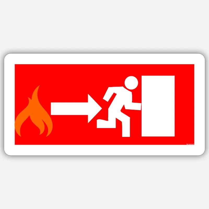 sortie secours - Sticker taille S (10 x 10 cm) - blanc mat