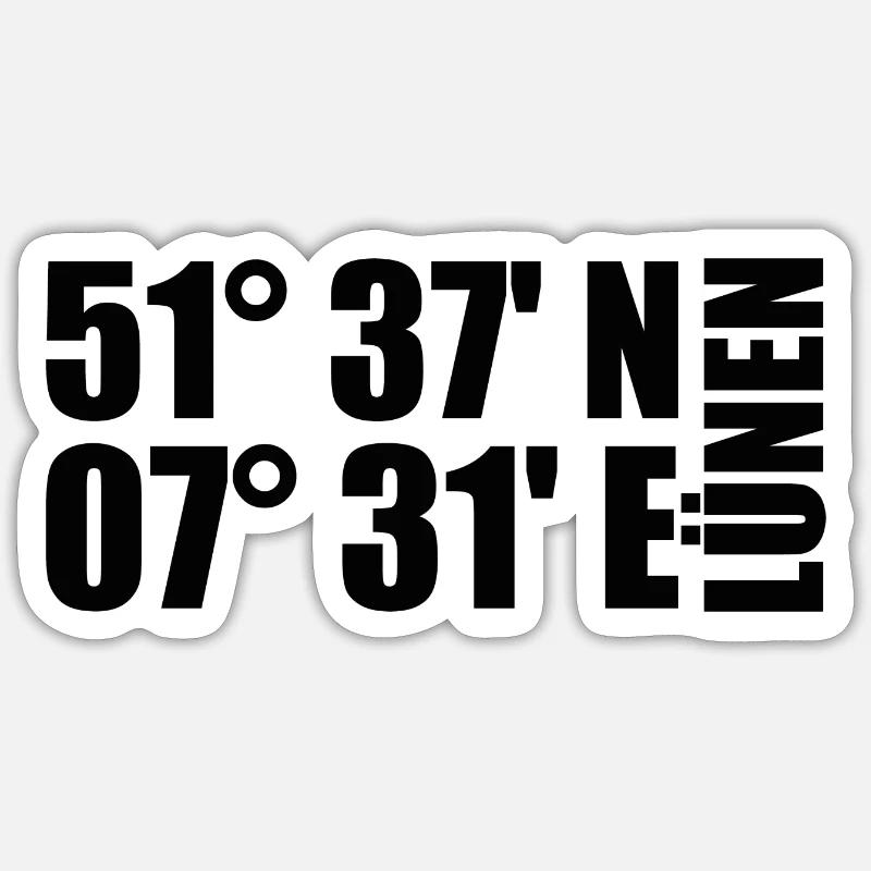 Coordonnées de Lünen - Sticker taille S (10 x 10 cm) - blanc mat