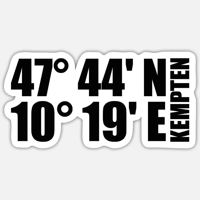 Kempten coordinates - Sticker size S (10 x 10 cm) - white matte