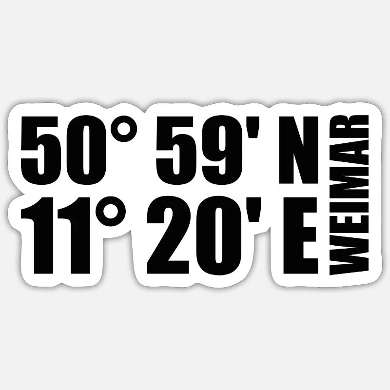 Weimar coordinates - Sticker size S (10 x 10 cm) - white matte