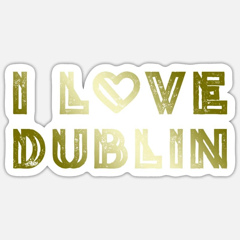 J’aime Dublin - Sticker taille S (10 x 10 cm) - blanc mat