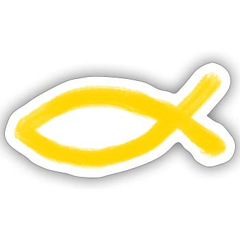 poisson Jésus jaune poisson Ichthys poisson - Sticker taille S (10 x 10 cm) - blanc mat - Devant