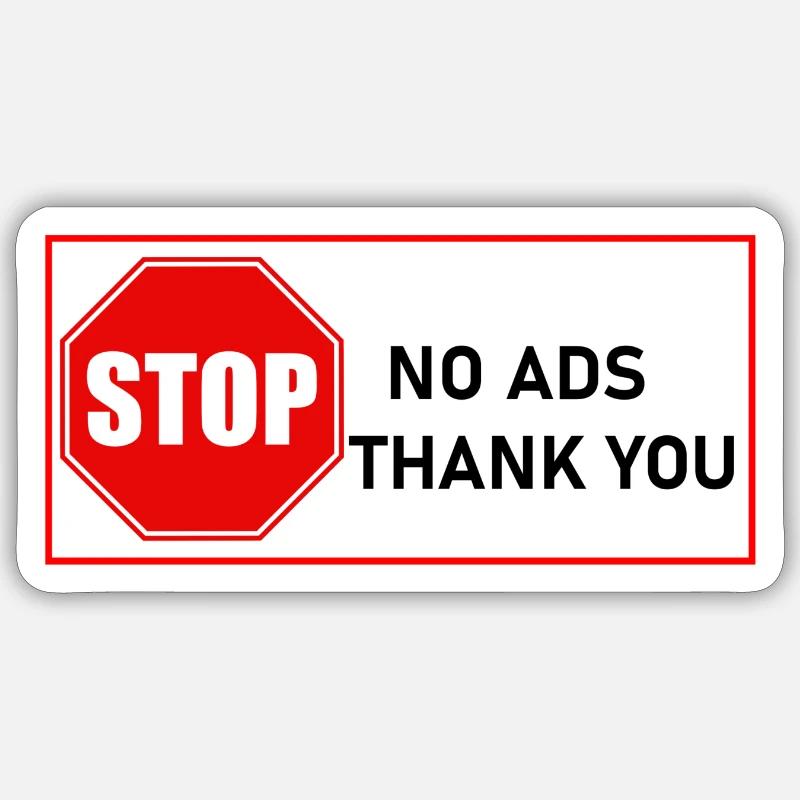 NO ADS - Sticker taille S (10 x 10 cm) - blanc mat