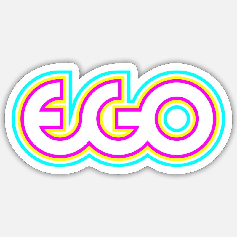 ego néon - Sticker taille S (10 x 10 cm) - blanc mat