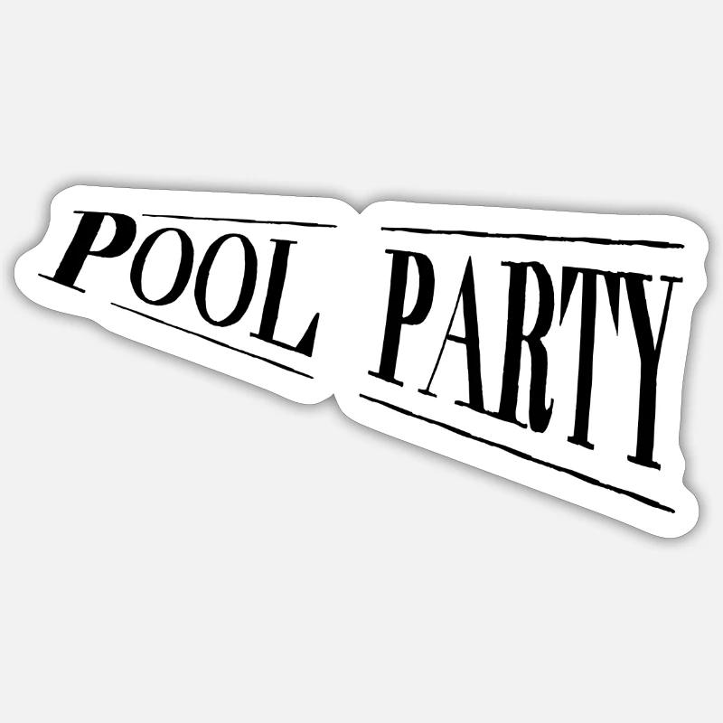Fête à la piscine - Sticker taille S (10 x 10 cm) - blanc mat