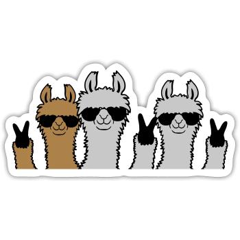Crew Friends Lama Peace - Sticker size S (10 x 10 cm) - white matte - Front