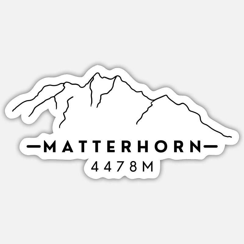 Matterhorn - Profil - Sticker Größe S (10 x 10 cm) - Mattweiß