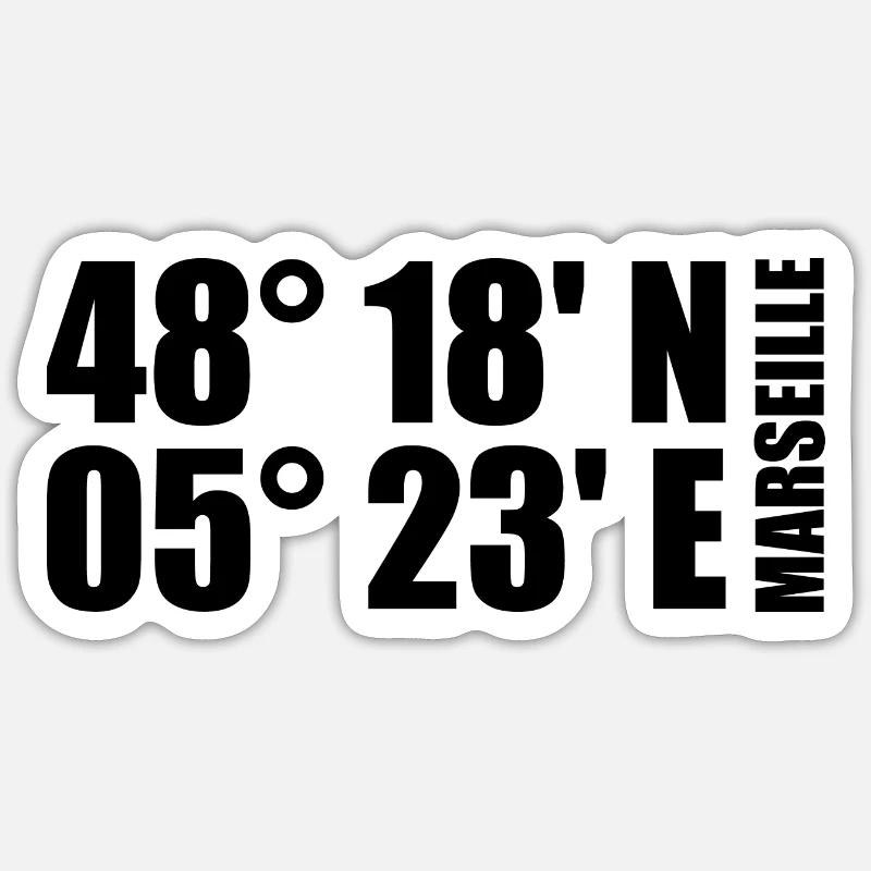Marseille coordinates Sticker size S (10 x 10 cm)